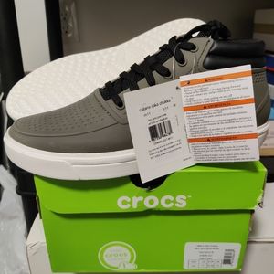 CROCS Shoes, Men's size 11, Dark Camo Green/White